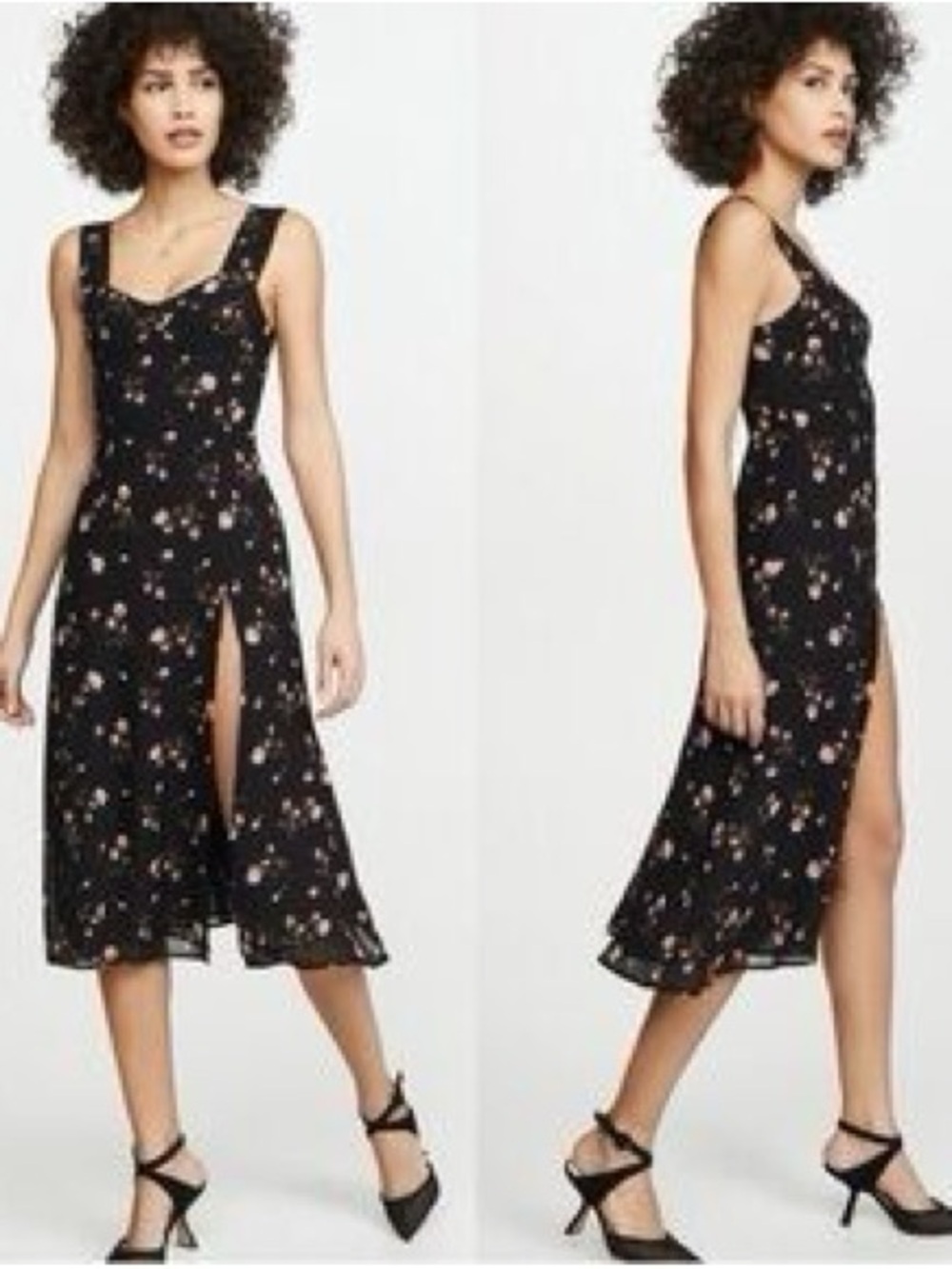 Reformation Fulton Dress Romy Floral Black Pink Midi Size 10 - Picture 3 of 14